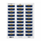 Rustic Navy Blue Sunflower Return Address Labels (Full Sheet)