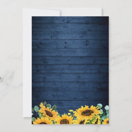 Rustic Navy Blue Sunflower String Lights Wedding Save The Date (Achterkant)