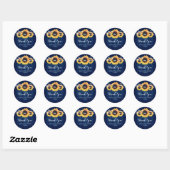 Rustic Navy Blue Sunflower Wedding Favor Ronde Sticker (Vel)