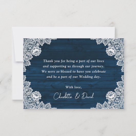 Rustic Navy Blue Sunflower Wedding Hartelijk dank Bedankkaart (Achterkant)