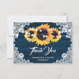 Rustic Navy Blue Sunflower Wedding Hartelijk dank Bedankkaart