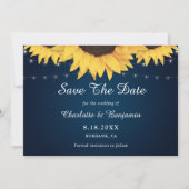Rustic Navy Blue Sunflower Wedding Save the Date (Voorkant)