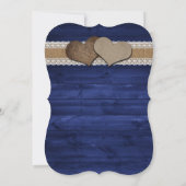 Rustic Navy Blue Sunflower Wood Wedding Kaart (Achterkant)