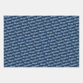 Rustic Navy Blue Tartan Pset Merry Kerstmis Inpakpapier Vel (Voorkant 2)