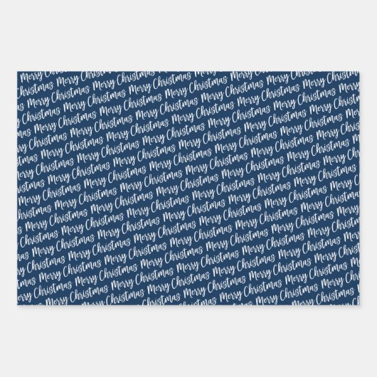 Rustic Navy Blue Tartan Pset Merry Kerstmis Inpakpapier Vel (Voorkant 2)