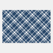 Rustic Navy Blue Tartan Pset Merry Kerstmis Inpakpapier Vel (Voorkant)