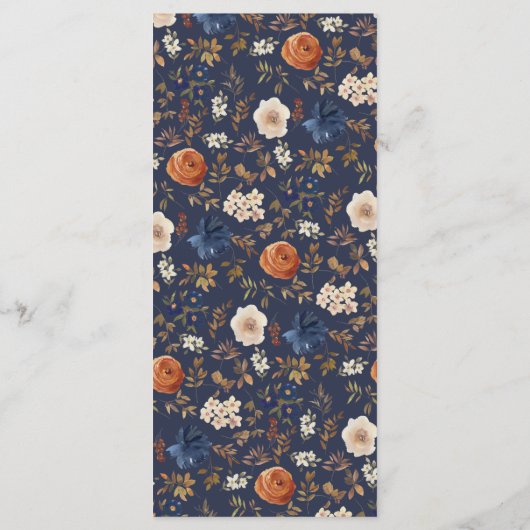 Rustic Navy Blue Terracotta Floral Wedding Menu (Achterkant)