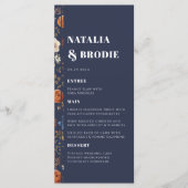 Rustic Navy Blue Terracotta Floral Wedding Menu (Voorkant)