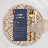 Rustic Navy Blue Terracotta Floral Wedding Menu