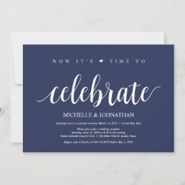 Rustic Navy Blue Trouw Elopement Receptie Kaart