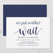 Rustic Navy Blue Trouw Elopement Receptie Kaart (Voorkant / Achterkant)
