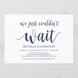 Rustic Navy Blue Trouw Elopement Receptie Kaart