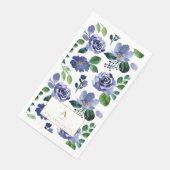 Rustic Navy Blue Waterverf Floral Servet (Hoek)