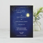 Rustic Navy Blue Waterverf Mason Jar Wedding Kaart (Staand voorkant)