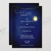 Rustic Navy Blue Waterverf Mason Jar Wedding Kaart (Voorkant / Achterkant)