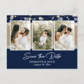 Rustic Navy Blue Wedding Photo Bewaar de datum Aankondigingskaart (Voorkant)