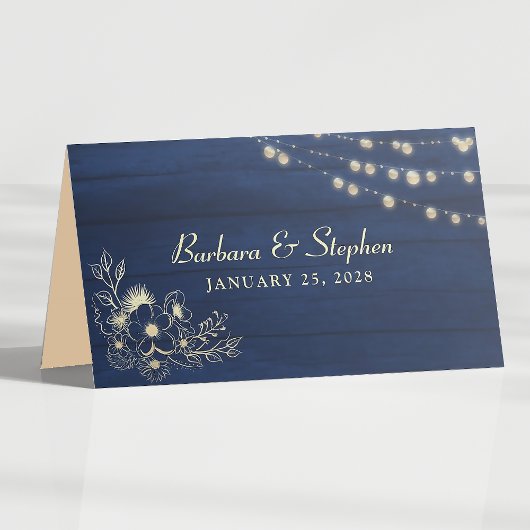 Rustic Navy Blue Wedding Place Card Plaatskaartje