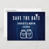 Rustic Navy Blue Wedding Save the Date Briefkaart (Voorkant / Achterkant)