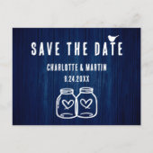 Rustic Navy Blue Wedding Save the Date Briefkaart (Voorkant)