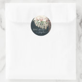 Rustic Navy Blue White Orchid Sage Floral Greenery Ronde Sticker (Tas)