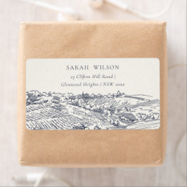 Rustic Navy Blue Winery Mountain Adres Etiket