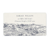 Rustic Navy Blue Winery Mountain Adres Etiket (Voorkant)