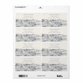 Rustic Navy Blue Winery Mountain Adres Etiket (Full Sheet)