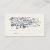 Rustic Navy Blue Winery Mountain Sketch Wedding Plaatskaartje (Achterkant)