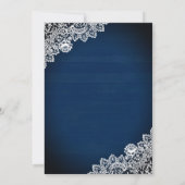 Rustic Navy Blue Wood Lace Sunflower Quinceanera Kaart (Achterkant)
