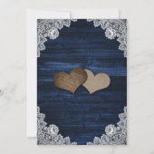 Rustic Navy Blue Wood Lace Sunflower Wedding Kaart (Achterkant)