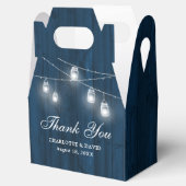 Rustic Navy Blue Wood Mason Jars Weddenschap Bedankdoosjes (Geopend)