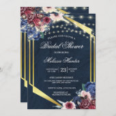 Rustic Navy Blue Wood String Light Vrijgezellenfee Kaart (Voorkant / Achterkant)