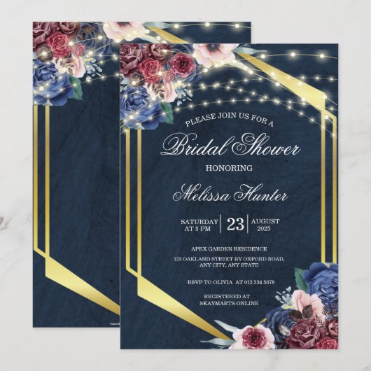 Rustic Navy Blue Wood String Light Vrijgezellenfee Kaart (Voorkant / Achterkant)