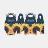 Rustic Navy Blue Wood Sunflower Wedding Bedankdoosjes (Uitgevouwen)