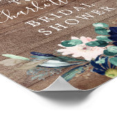 Rustic Navy & Blush Bruiloftsborrel Welkomstbord Poster (Hoek)