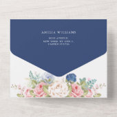 Rustic Navy Blush Pink Modern All In One Uitnodiging (Achterkant)