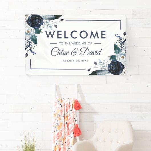 Rustic Navy Boho Floral Wedding Spandoek (Insitu)