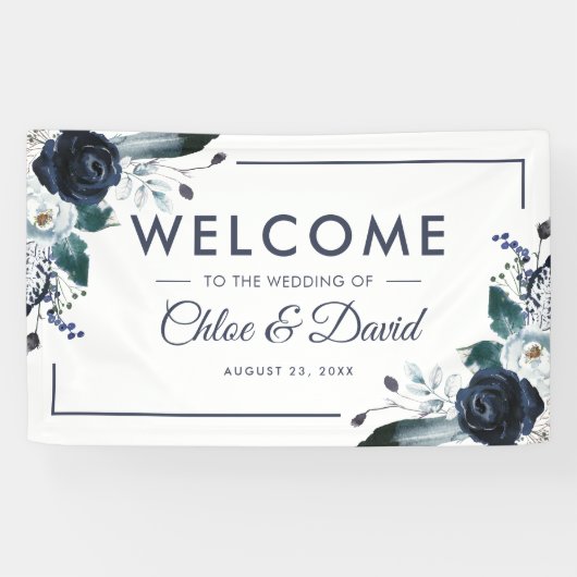 Rustic Navy Boho Floral Wedding Spandoek (Horizontaal)