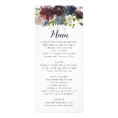 Rustic Navy Burgundy Marsala Floral Wedding Menu (Voorkant)