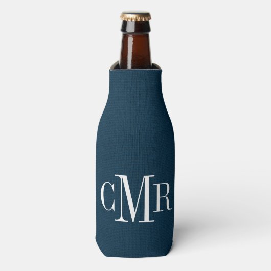 Rustic Navy Classic Monogram Flesjeskoeler (Fles Voorkant)