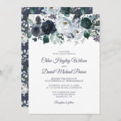 Rustic Navy Dusty Blue Waterverf Wedding Kaart (Voorkant / Achterkant)