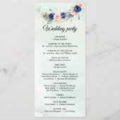 Rustic Navy en Blush Bloemen Greenery Krans Programmakaart (Achterkant)