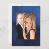 Rustic Navy en Faux Glitter Silver Floral Wedding Kaart (Achterkant)