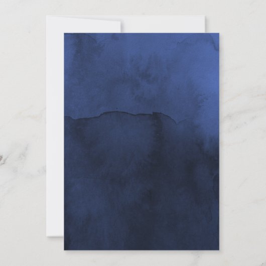 Rustic Navy en Faux Glitter Silver Floral Wedding Kaart (Achterkant)