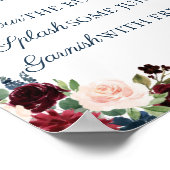 Rustic Navy en Marsala Floral Mimosa Bar Sign Poster (Hoek)