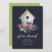 RUSTIC NAVY FLORAL BIRD HOUSE BEWEGT NIEUW ADRES AANKONDIGING (Voorkant / Achterkant)