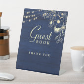 Rustic Navy Guest Book Trouwbord Reclamebord Met Voetstuk (Insitu)