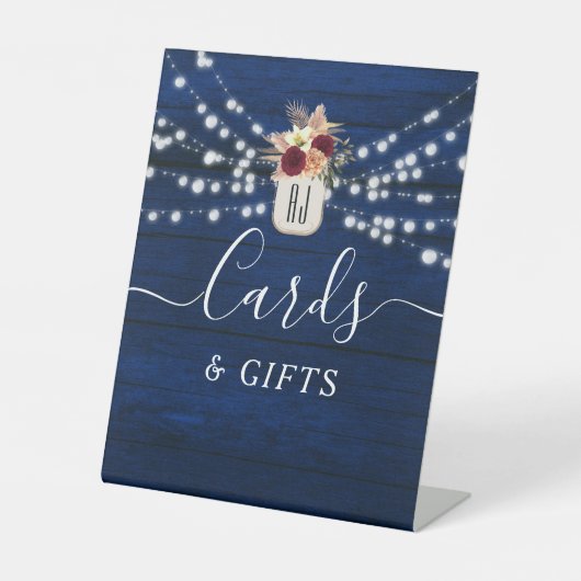 Rustic Navy Kaarten & Geschenken Trouwbord Reclamebord Met Voetstuk (Voorkant)
