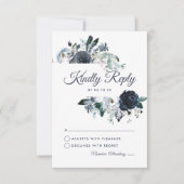 Rustic Navy Peony Waterverf bruiloft RSVP (Voorkant)