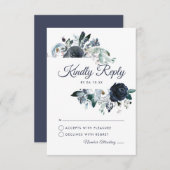 Rustic Navy Peony Waterverf bruiloft RSVP (Voorkant / Achterkant)